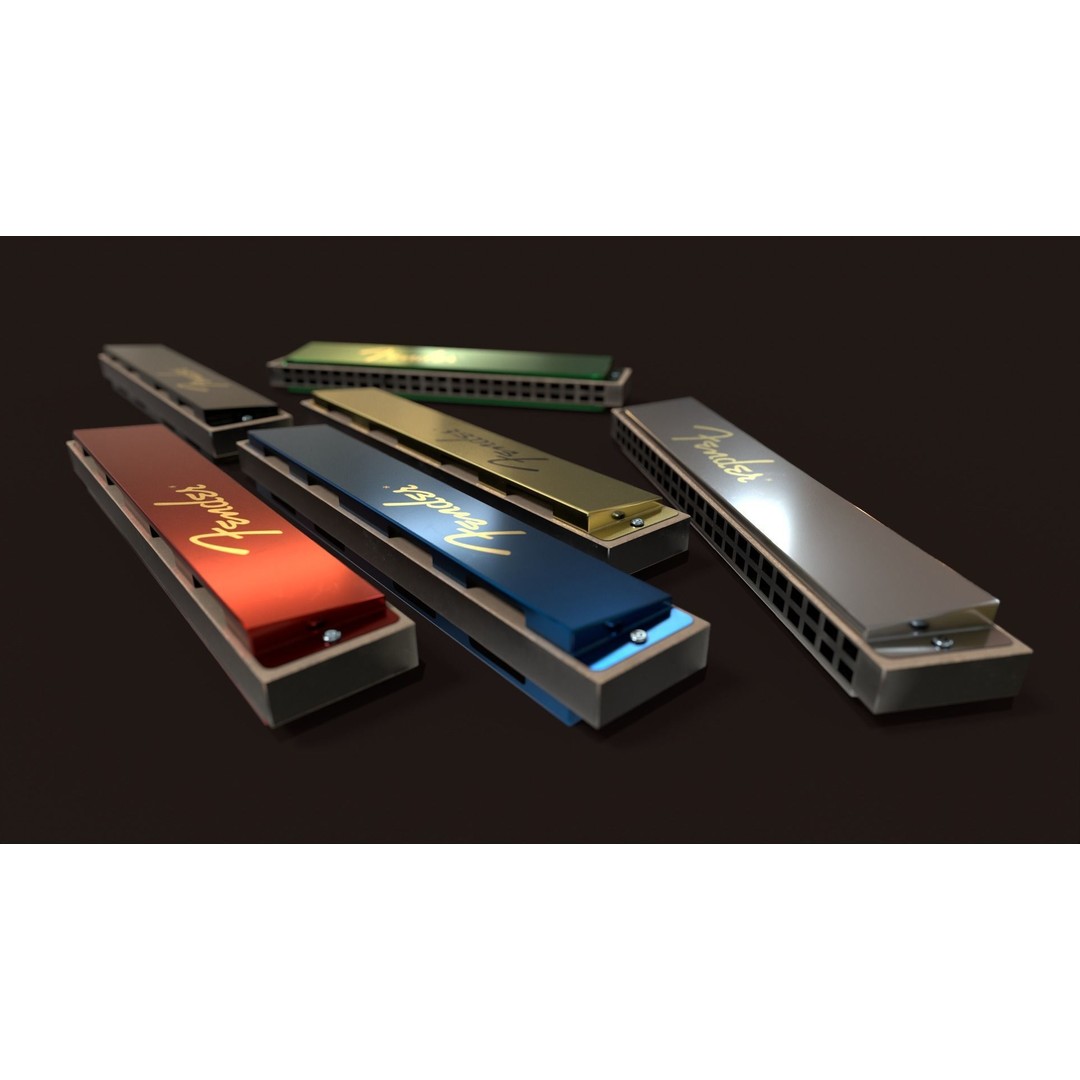 Harmonica 3D Model – Low Poly Game Ready Asset, FBX, OBJ - View 13