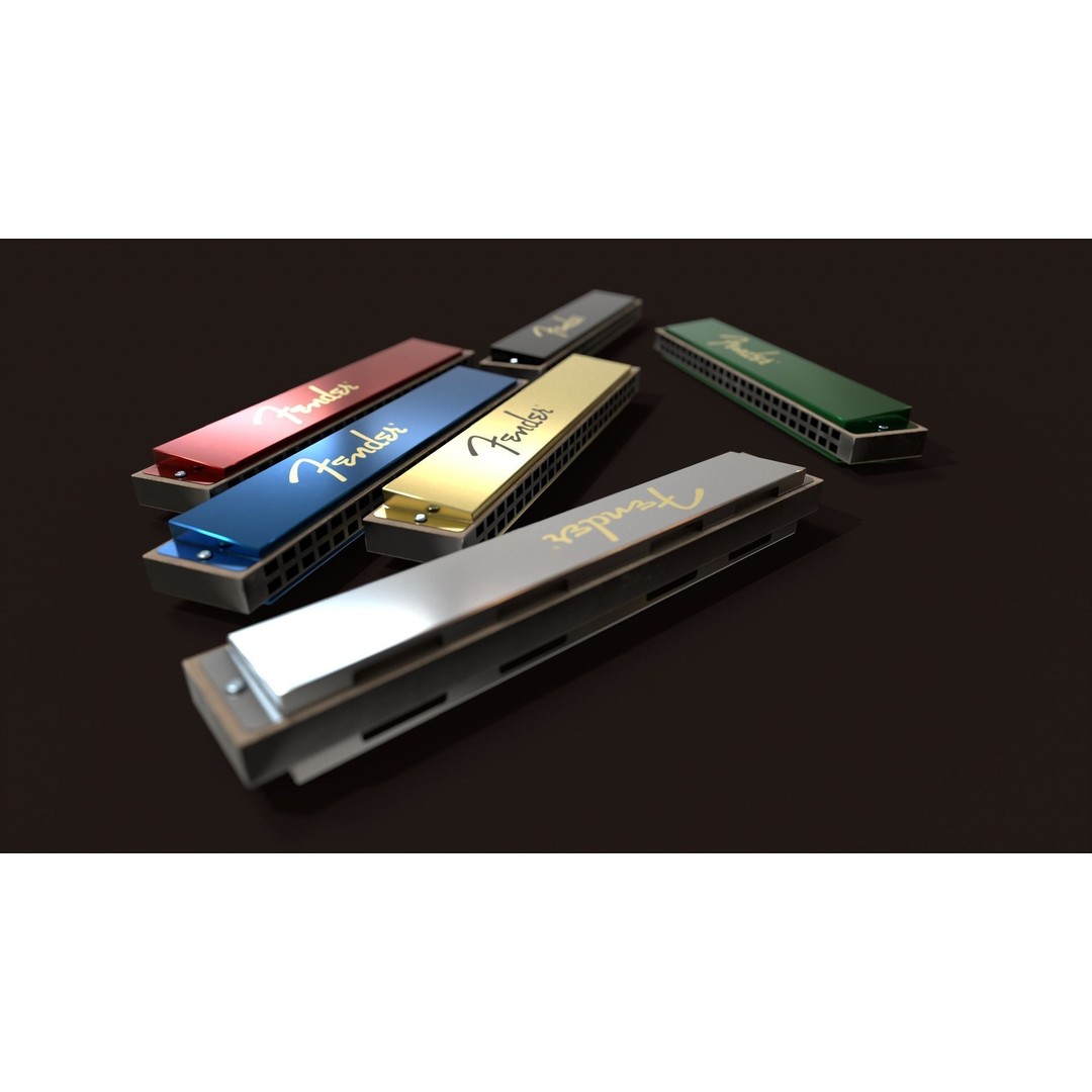 Harmonica 3D Model – Low Poly Game Ready Asset, FBX, OBJ - View 14