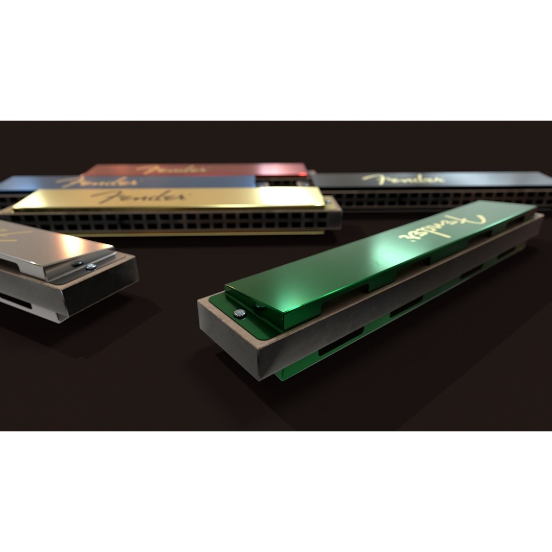 Harmonica 3D Model – Low Poly Game Ready Asset, FBX, OBJ - View 16