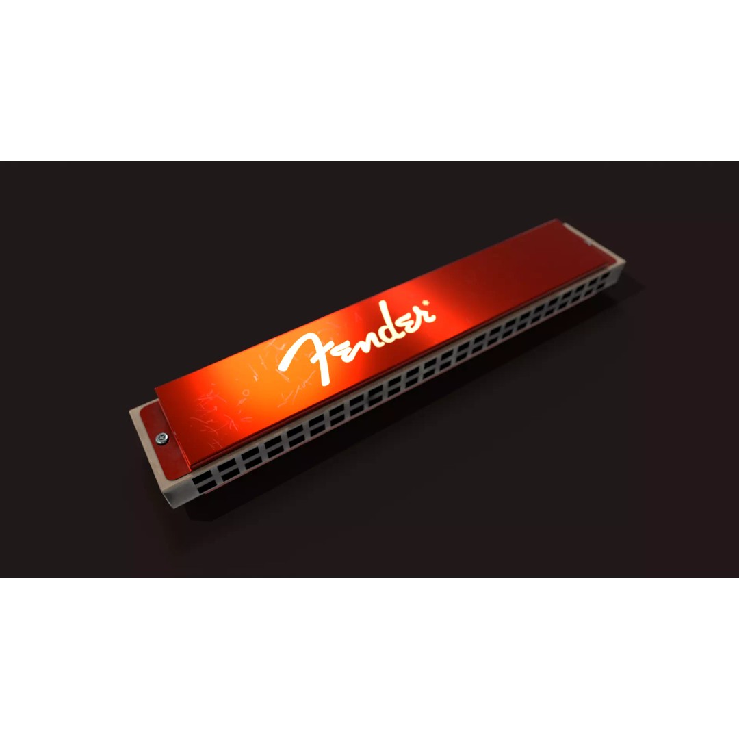 Harmonica 3D Model – Low Poly Game Ready Asset, FBX, OBJ - View 2