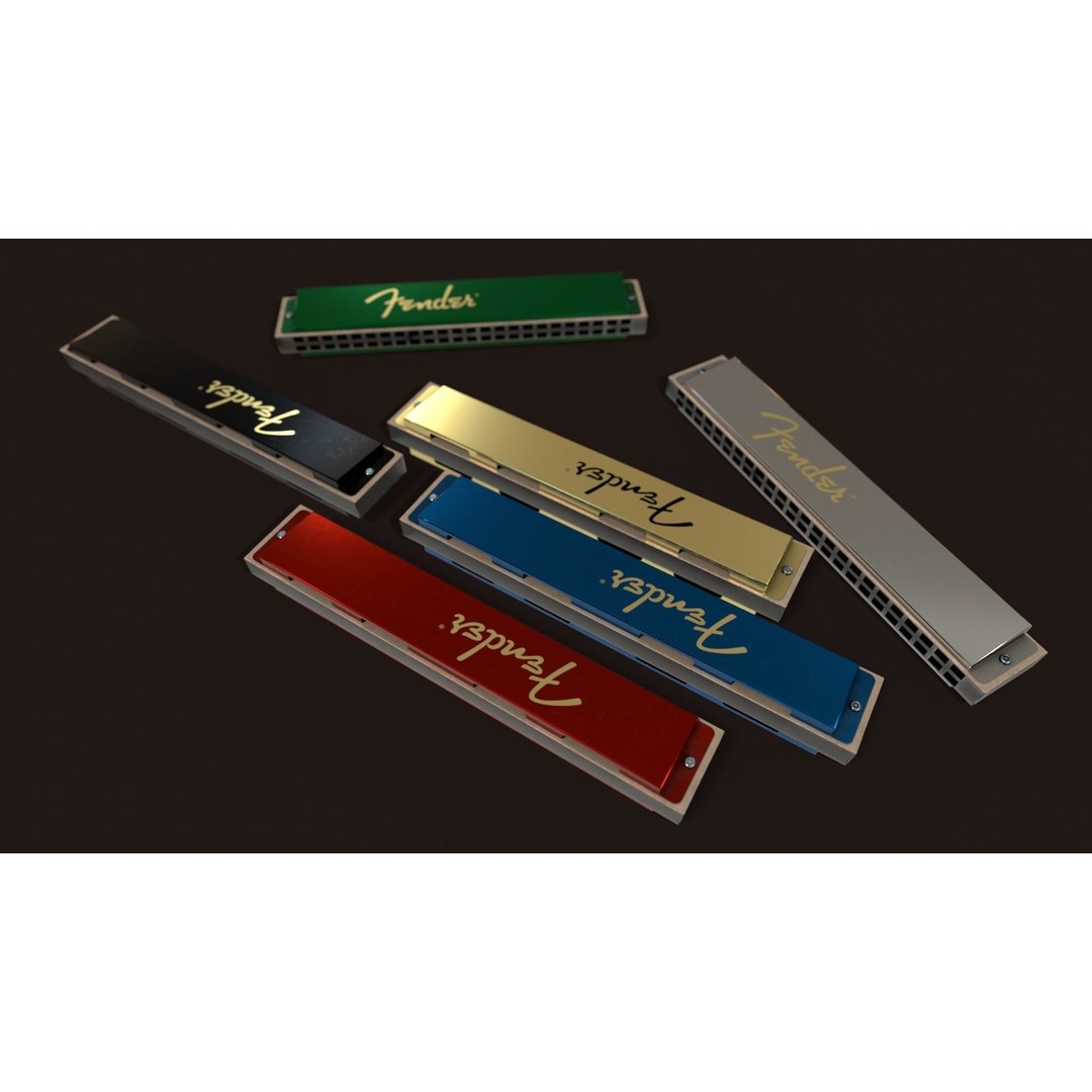 Harmonica 3D Model – Low Poly Game Ready Asset, FBX, OBJ - View 3