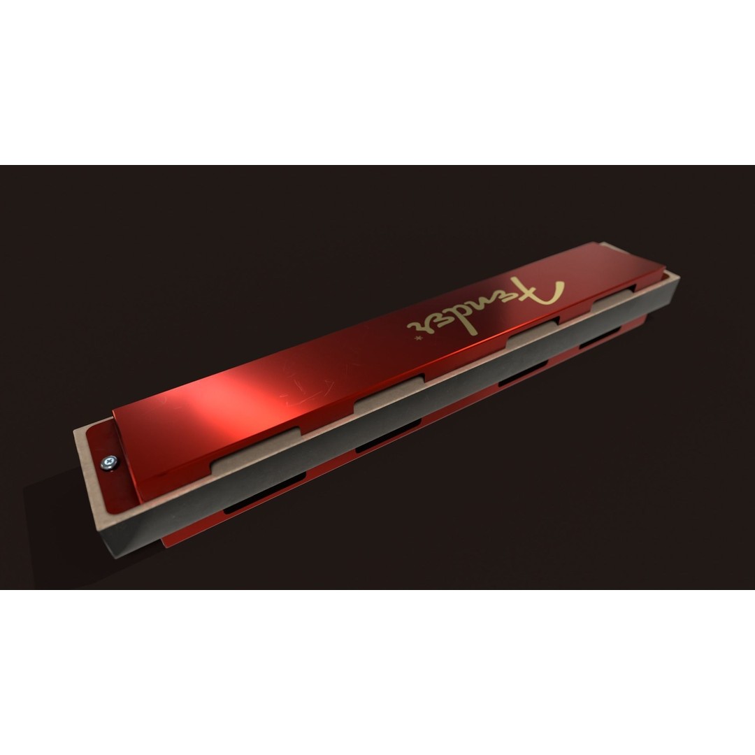 Harmonica 3D Model – Low Poly Game Ready Asset, FBX, OBJ - View 4
