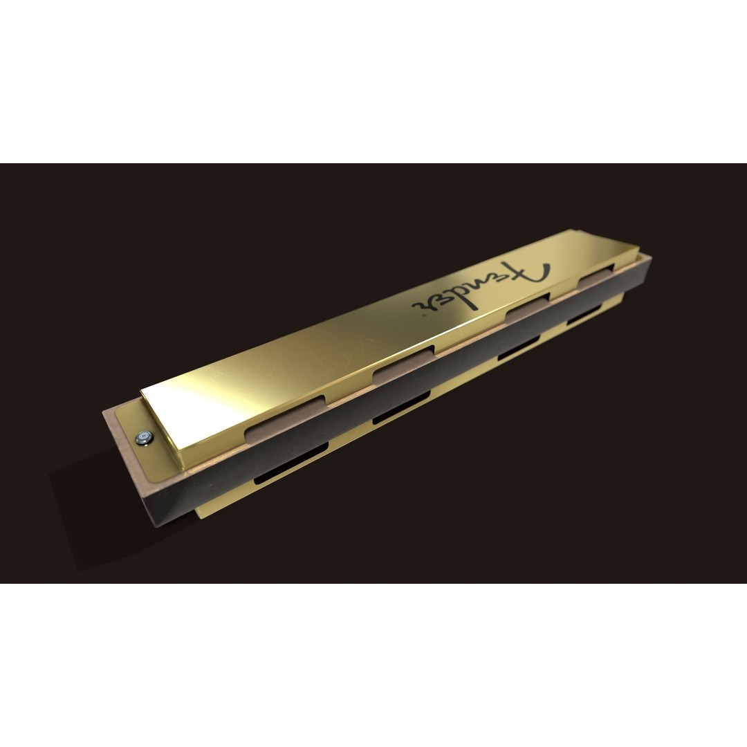 Harmonica 3D Model – Low Poly Game Ready Asset, FBX, OBJ - View 8