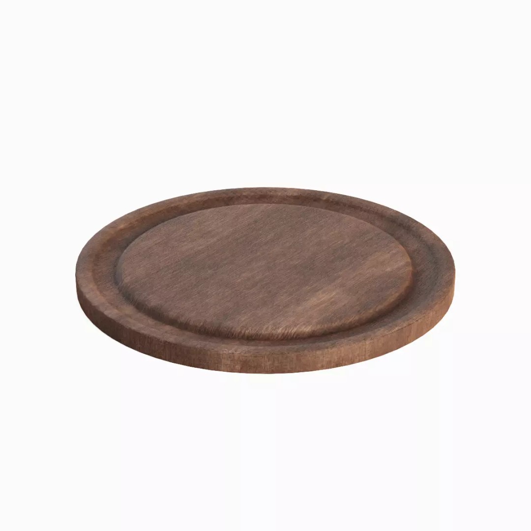 Round Chopping Board Set 3D Model – Low Poly Game Asset, FBX & More - View 21