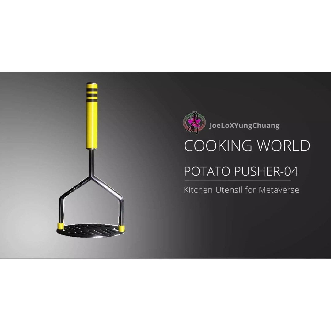 Potato Pusher-04 3D Model – Low Poly Kitchen Utensil, PBR Textures