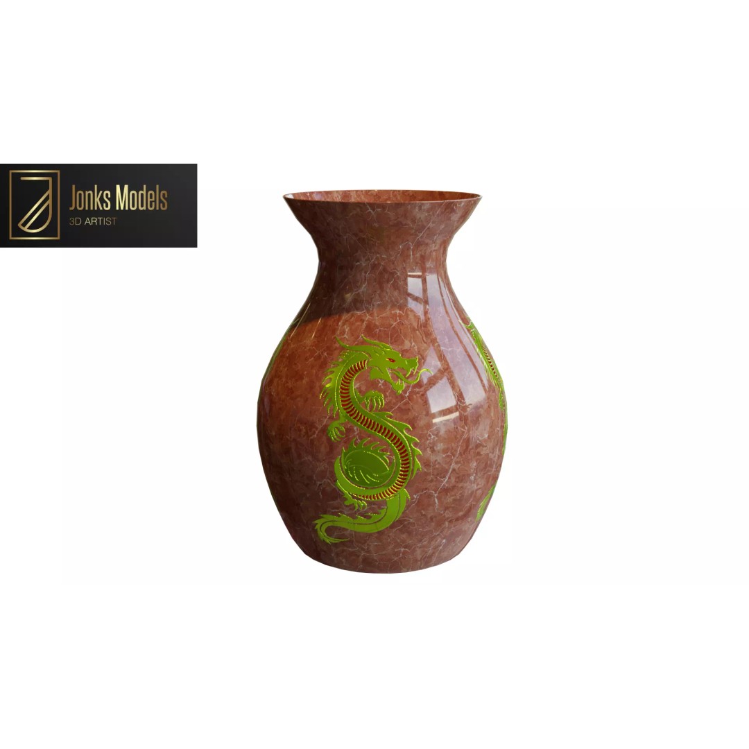 Dragon Vase 3D Model – Low Poly Game Ready Asset, Blender, FBX - View 2