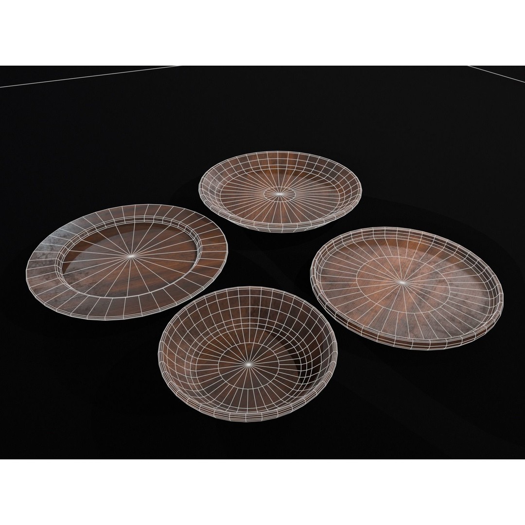 Medieval Wood Dishes Set 3D Model – Low Poly Kitchenware, FBX, OBJ - View 10