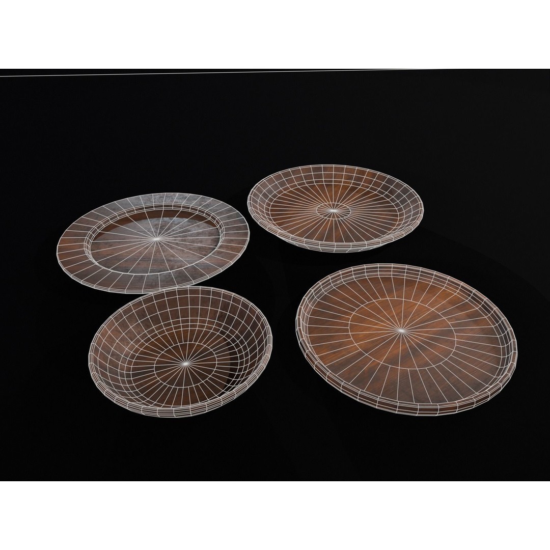 Medieval Wood Dishes Set 3D Model – Low Poly Kitchenware, FBX, OBJ - View 12