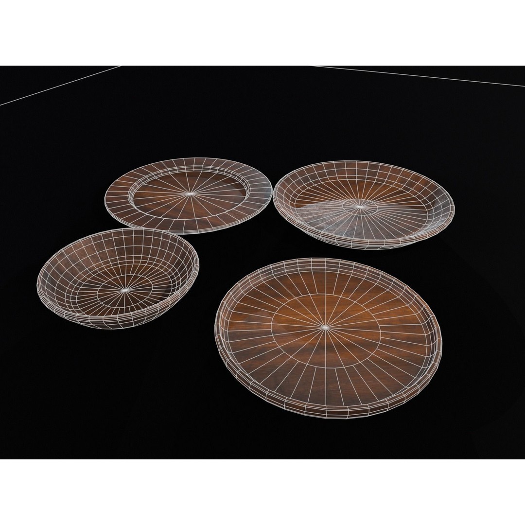 Medieval Wood Dishes Set 3D Model – Low Poly Kitchenware, FBX, OBJ - View 14