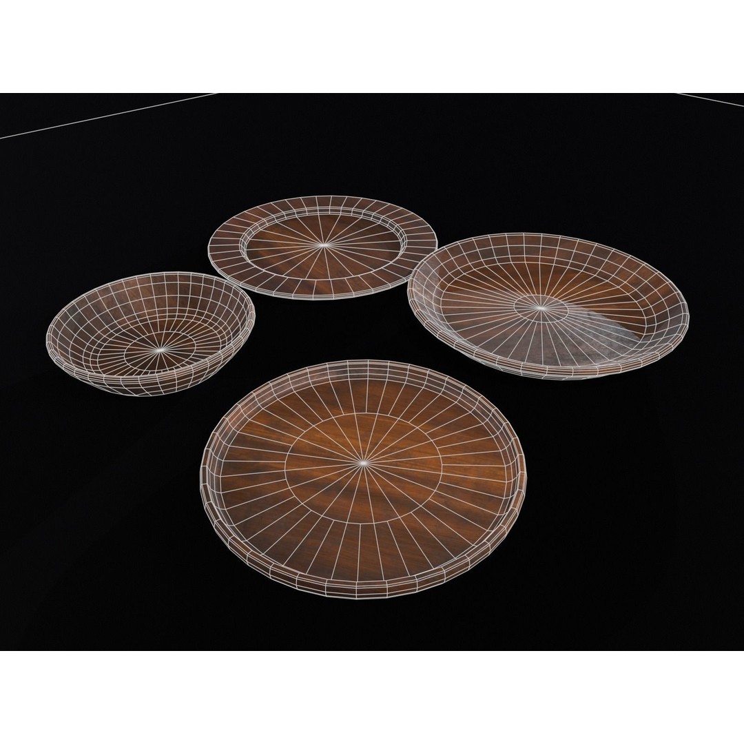 Medieval Wood Dishes Set 3D Model – Low Poly Kitchenware, FBX, OBJ - View 16