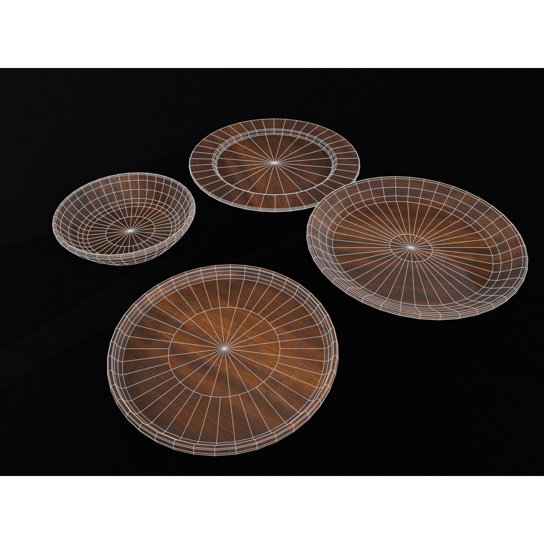 Medieval Wood Dishes Set 3D Model – Low Poly Kitchenware, FBX, OBJ - View 18