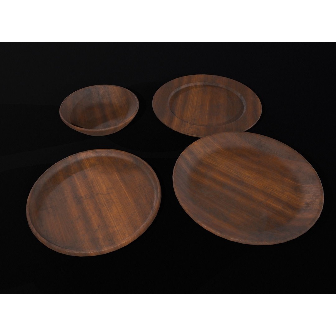 Medieval Wood Dishes Set 3D Model – Low Poly Kitchenware, FBX, OBJ - View 19