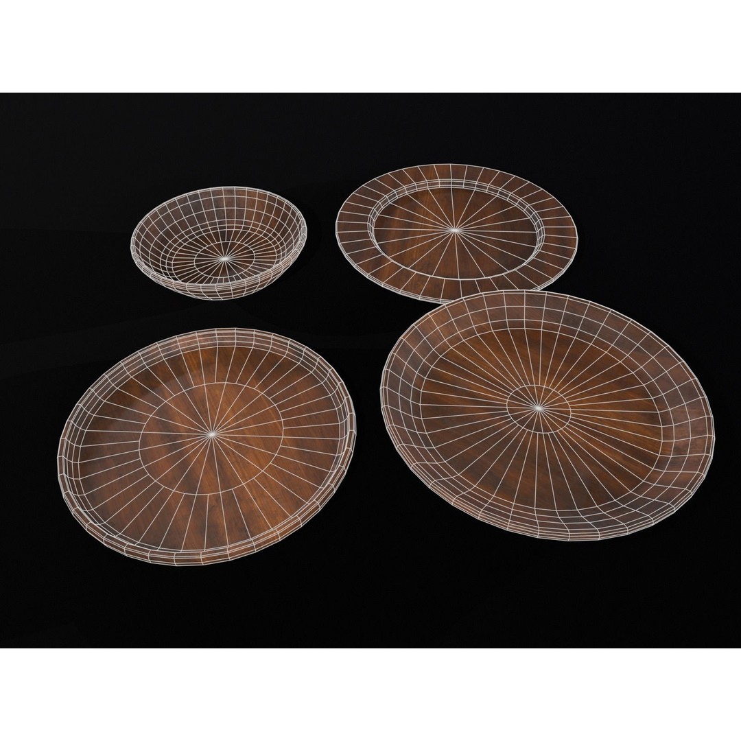 Medieval Wood Dishes Set 3D Model – Low Poly Kitchenware, FBX, OBJ - View 20