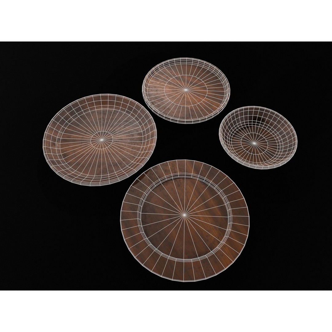 Medieval Wood Dishes Set 3D Model – Low Poly Kitchenware, FBX, OBJ - View 22