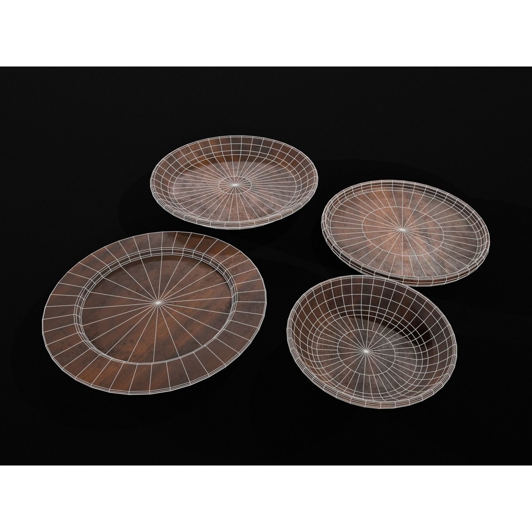 Medieval Wood Dishes Set 3D Model – Low Poly Kitchenware, FBX, OBJ - View 6