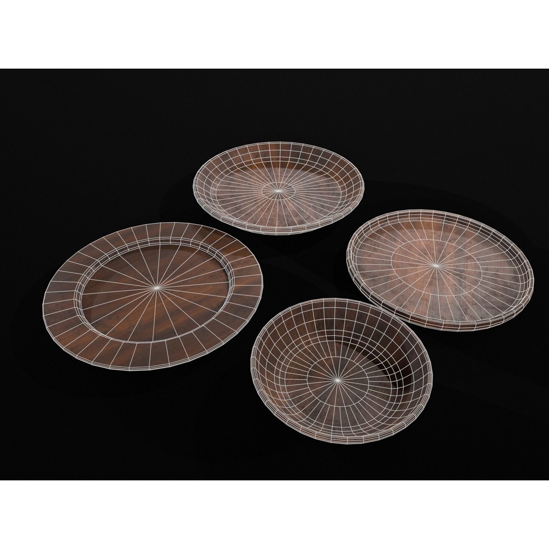 Medieval Wood Dishes Set 3D Model – Low Poly Kitchenware, FBX, OBJ - View 8