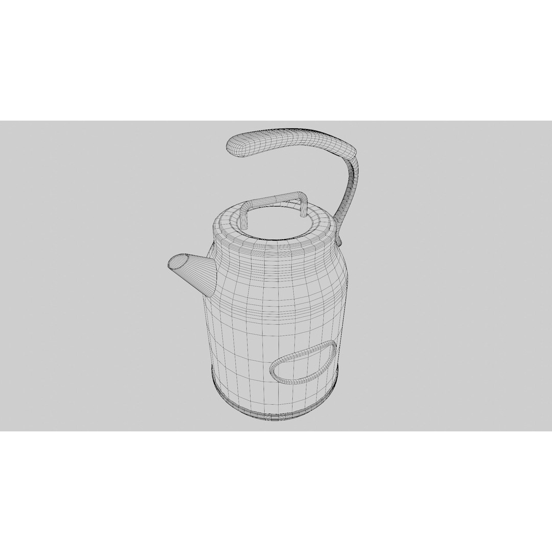 Retro Style Tea Kettle 3D Model – PBR Textured Kitchenware Asset, FBX, OBJ - View 10