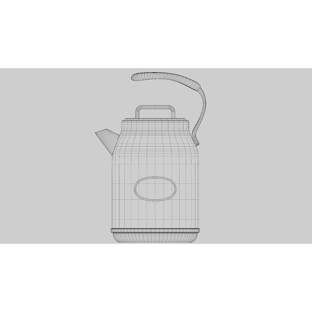 Retro Style Tea Kettle 3D Model – PBR Textured Kitchenware Asset, FBX, OBJ - View 11
