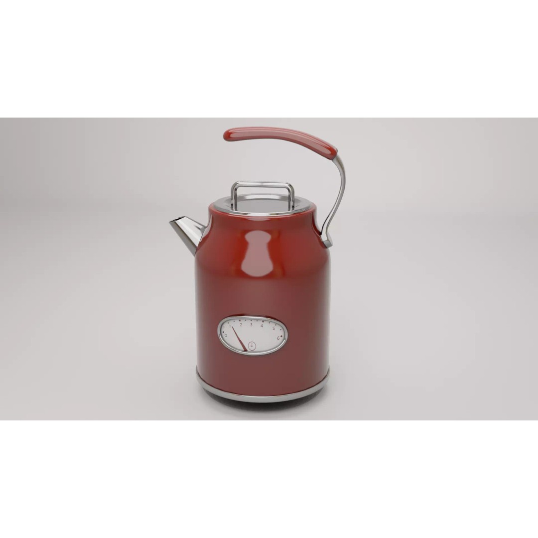 Retro Style Tea Kettle 3D Model – PBR Textured Kitchenware Asset, FBX, OBJ - View 2