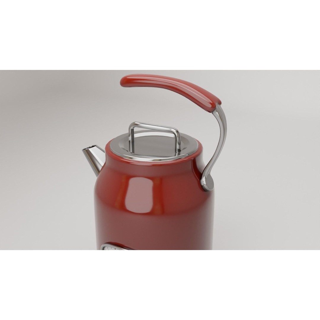 Retro Style Tea Kettle 3D Model – PBR Textured Kitchenware Asset, FBX, OBJ - View 3