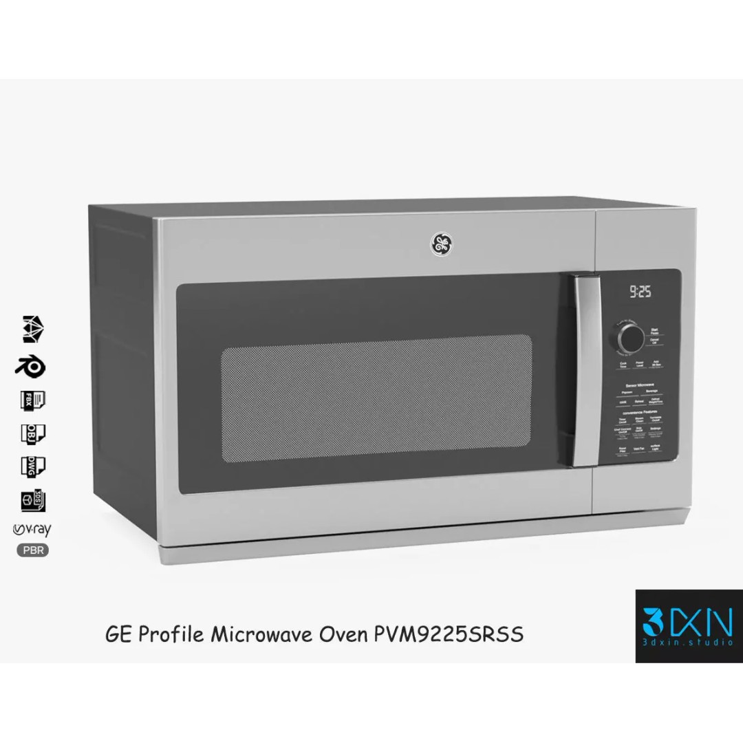 GE Profile Microwave Oven 3D Model – High Poly PBR Asset, FBX/OBJ - View 2