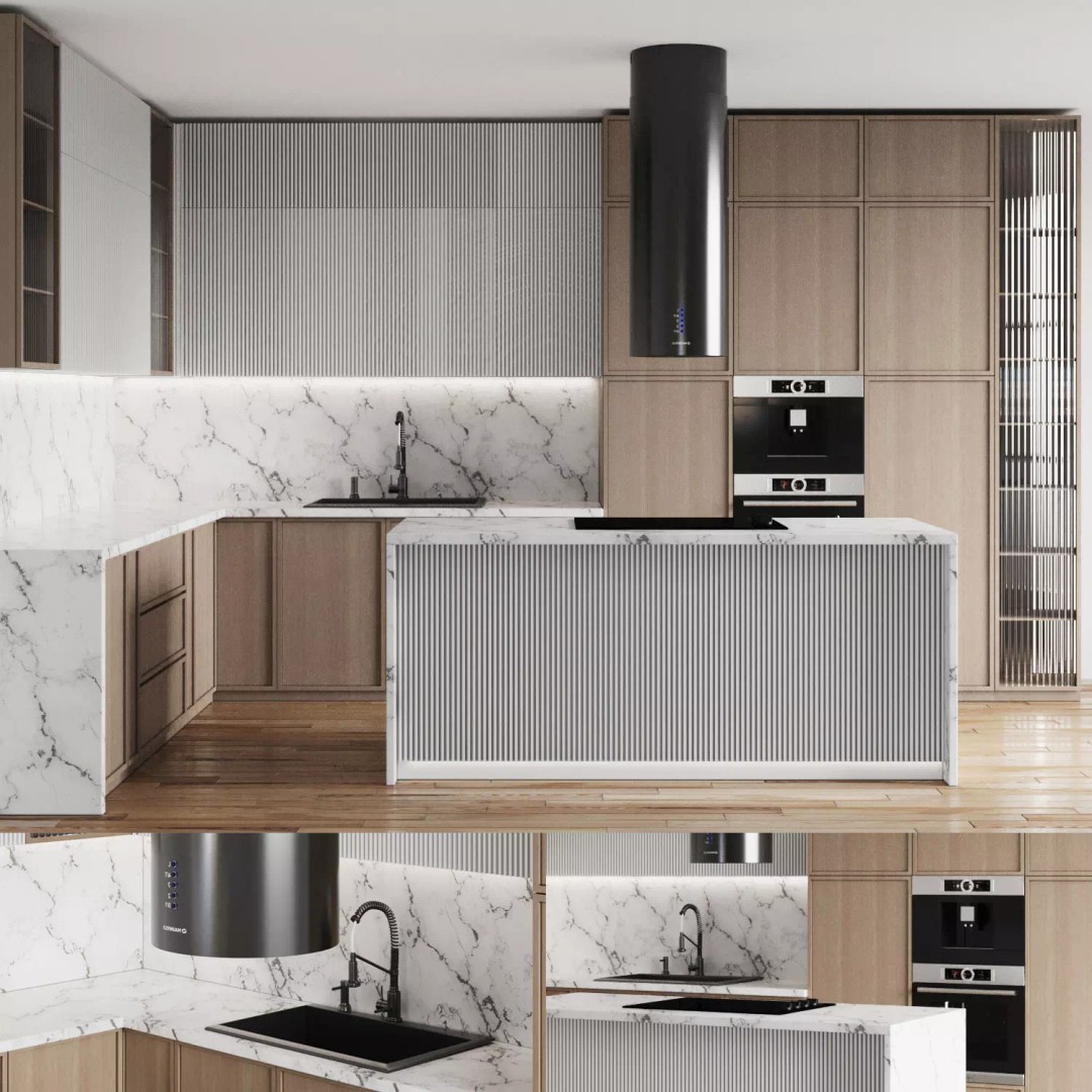 Modern Kitchen 3D Model – High Poly Interior Design Asset, FBX, OBJ - View 2