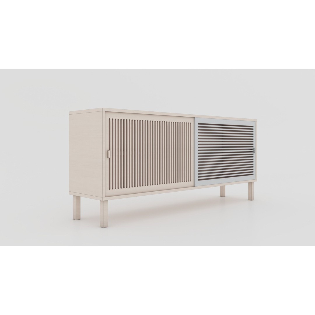 Wooden Sideboard 3D Model – Modern Low-Poly Interior Furniture, FBX