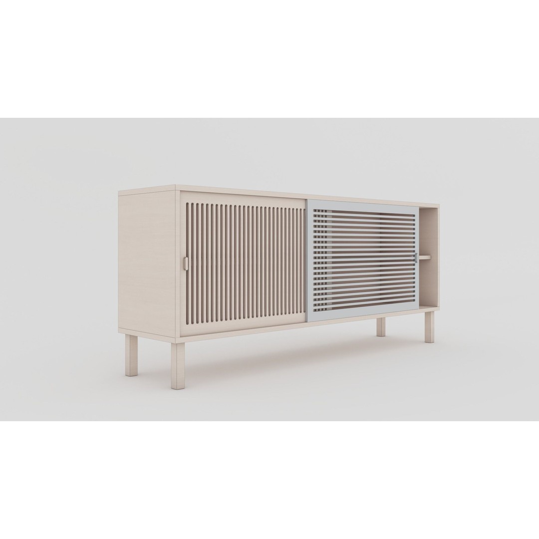 Wooden Sideboard 3D Model – Modern Low-Poly Interior Furniture, FBX - View 10