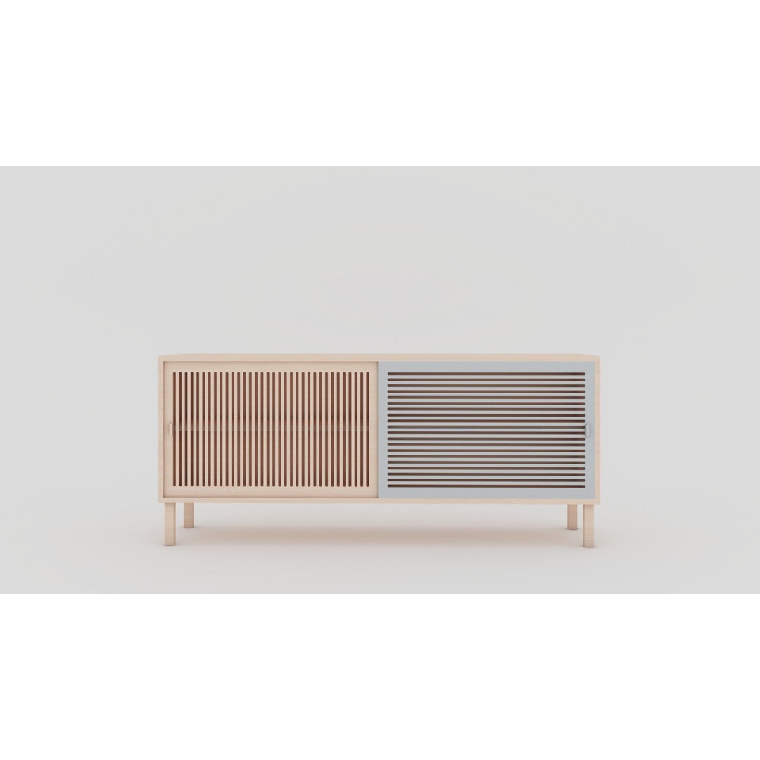 Wooden Sideboard 3D Model – Modern Low-Poly Interior Furniture, FBX - View 11