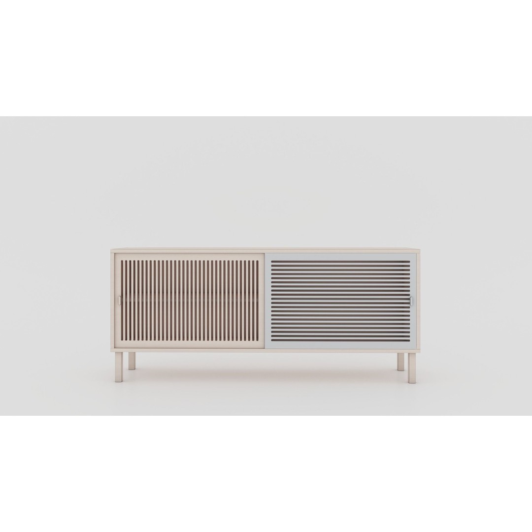 Wooden Sideboard 3D Model – Modern Low-Poly Interior Furniture, FBX - View 13