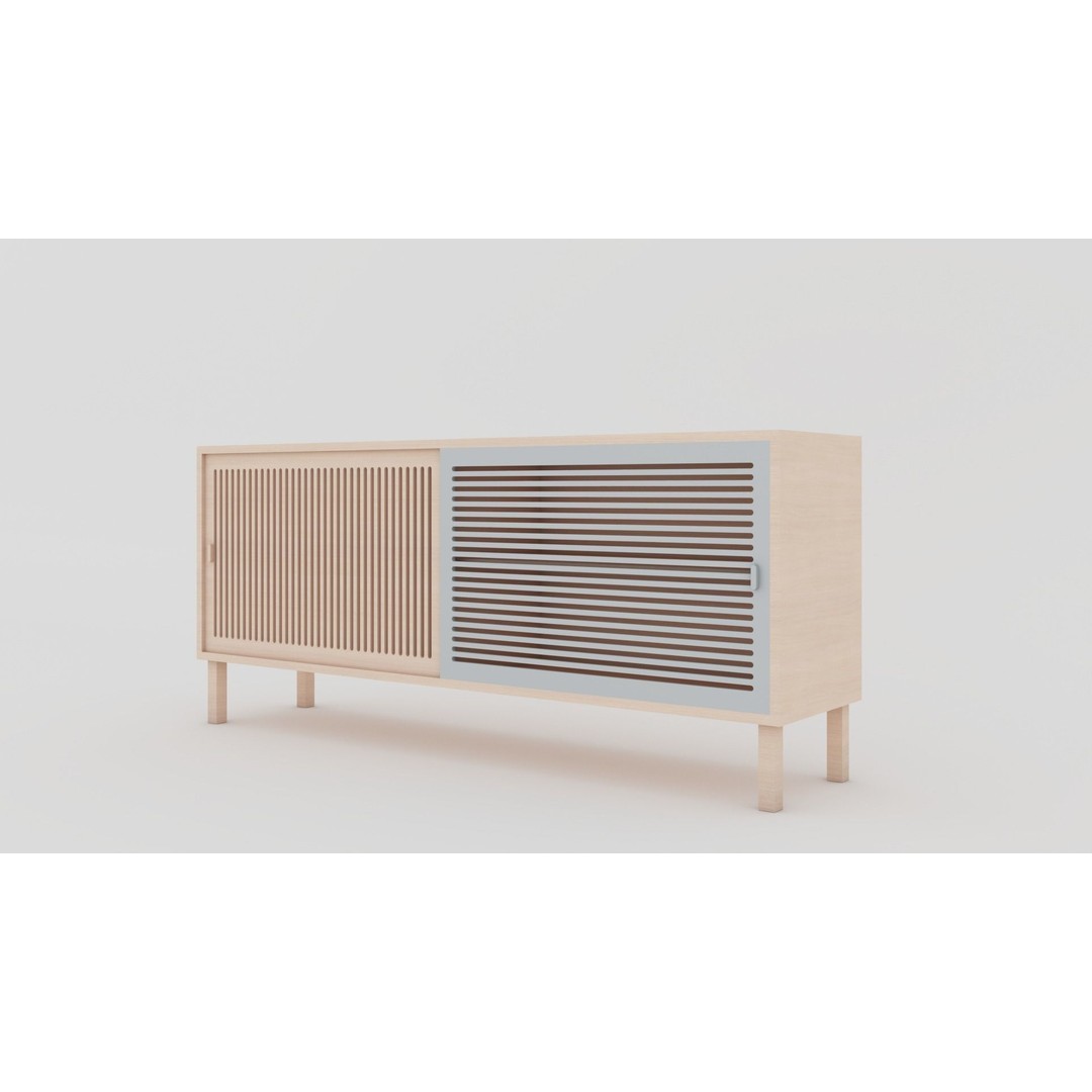 Wooden Sideboard 3D Model – Modern Low-Poly Interior Furniture, FBX - View 14