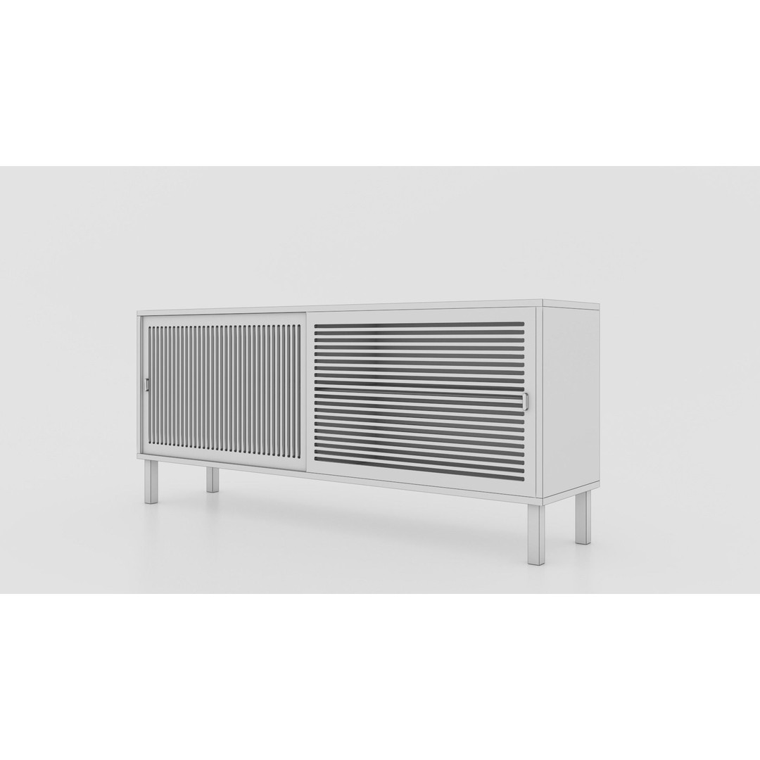 Wooden Sideboard 3D Model – Modern Low-Poly Interior Furniture, FBX - View 15