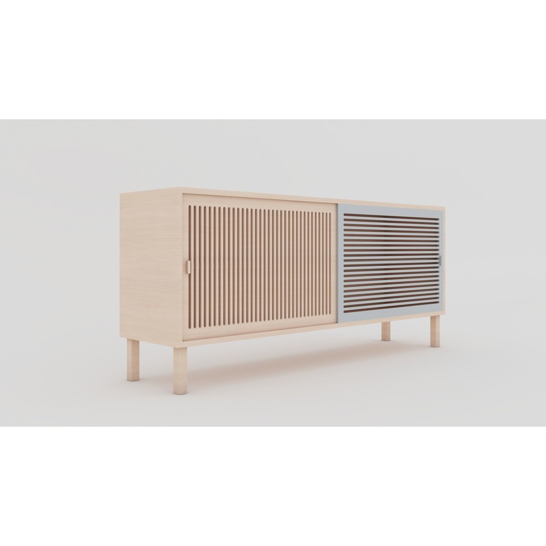 Wooden Sideboard 3D Model – Modern Low-Poly Interior Furniture, FBX - View 17