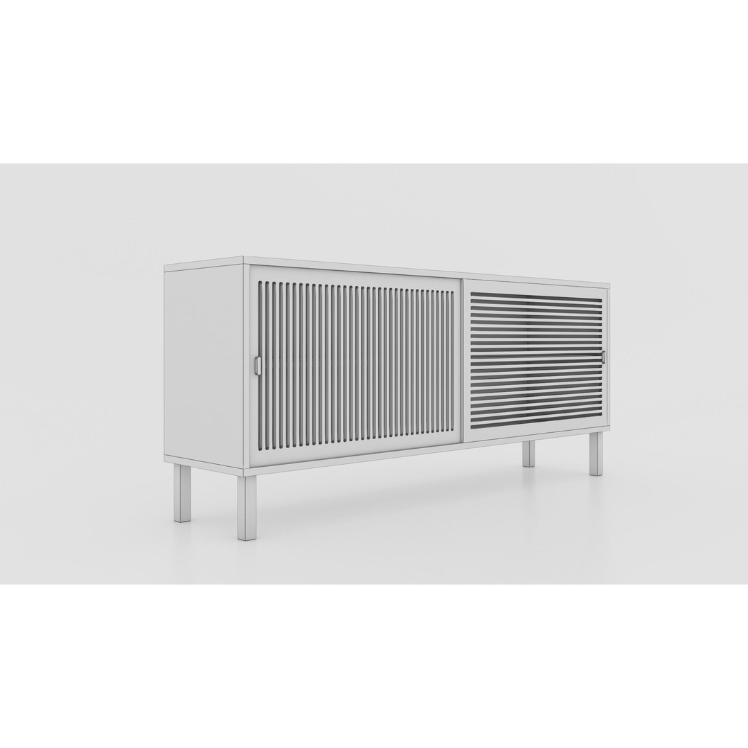 Wooden Sideboard 3D Model – Modern Low-Poly Interior Furniture, FBX - View 18