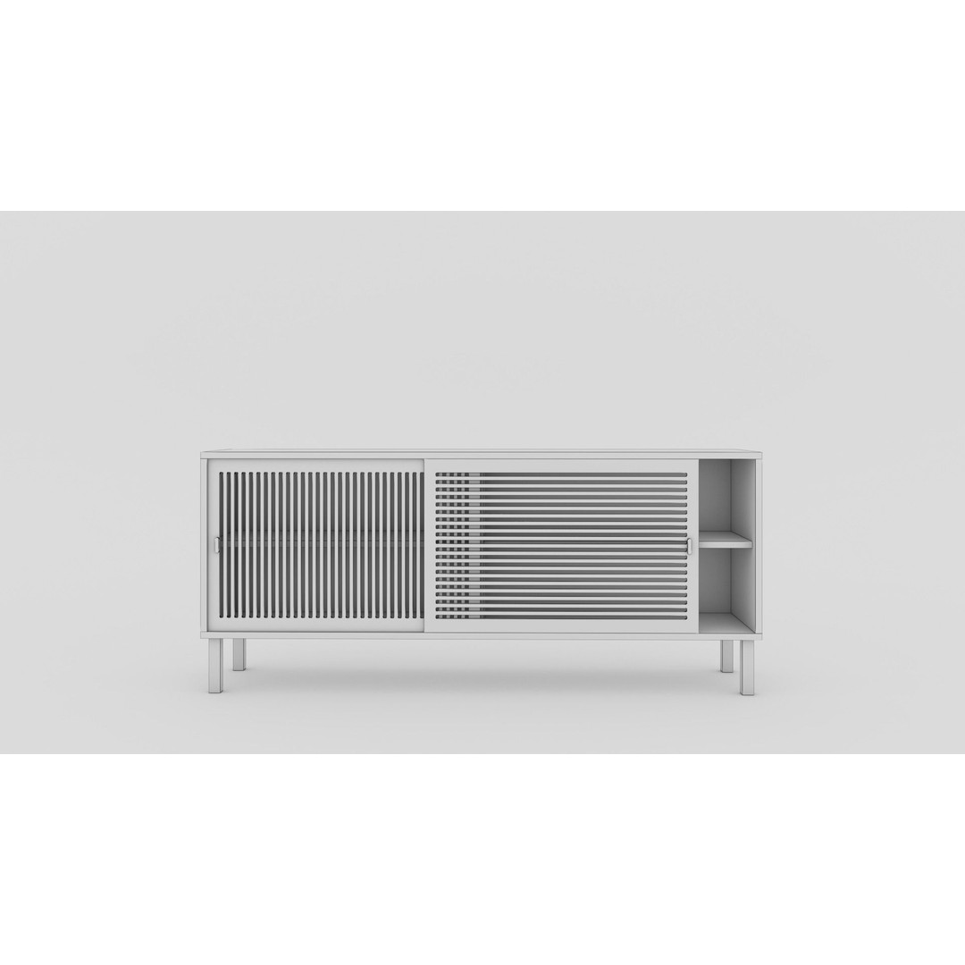 Wooden Sideboard 3D Model – Modern Low-Poly Interior Furniture, FBX - View 3