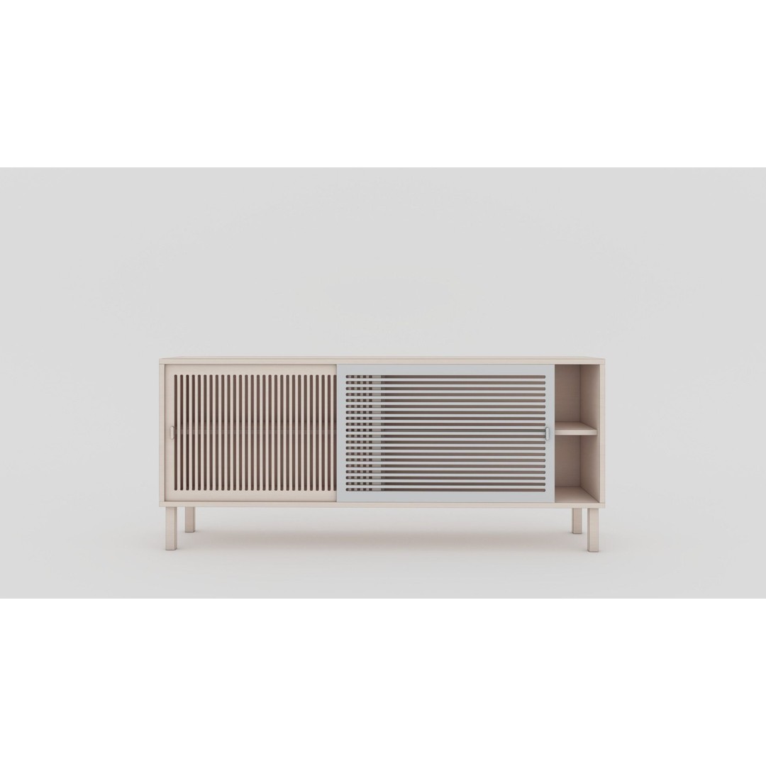 Wooden Sideboard 3D Model – Modern Low-Poly Interior Furniture, FBX - View 4