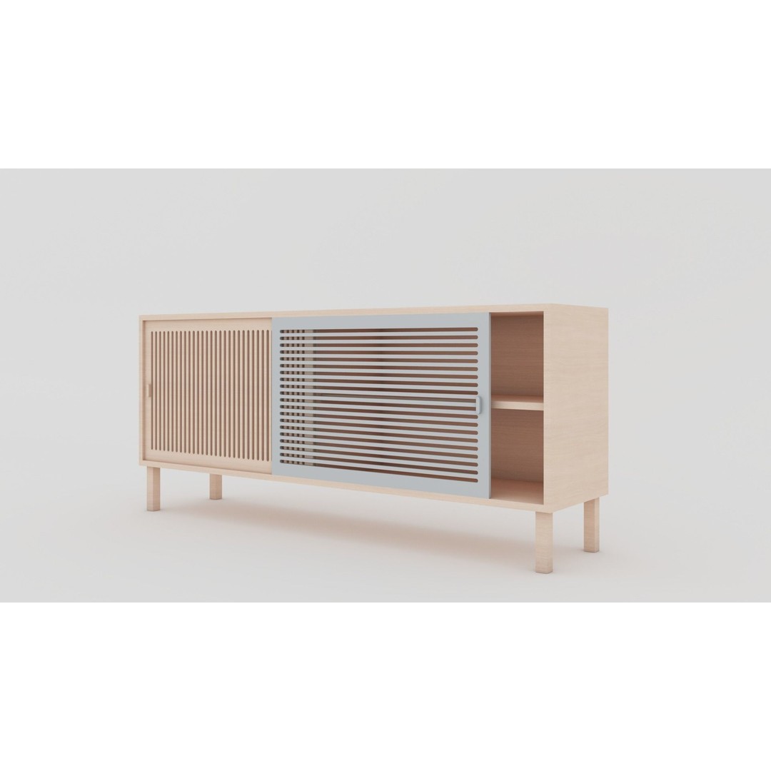Wooden Sideboard 3D Model – Modern Low-Poly Interior Furniture, FBX - View 5