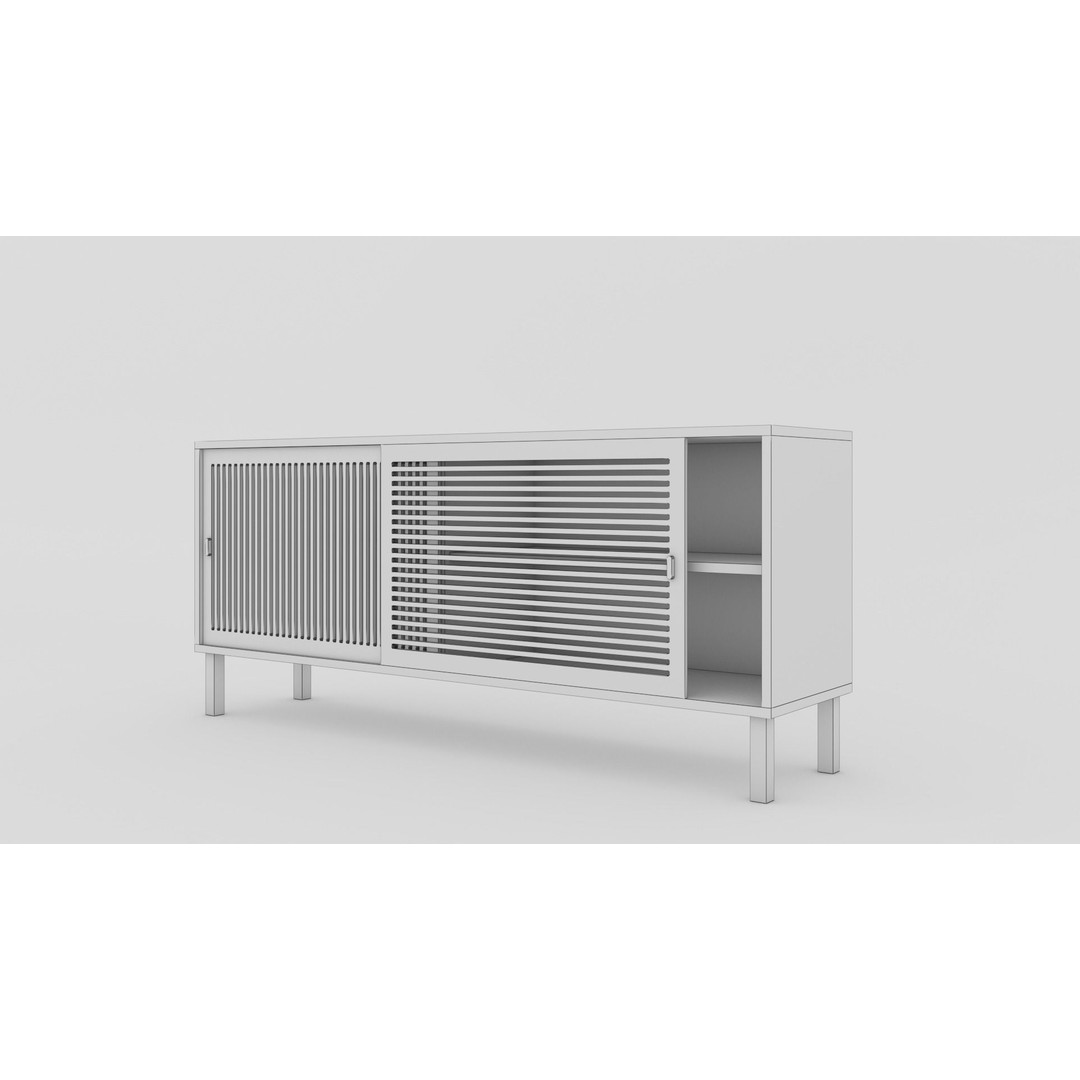 Wooden Sideboard 3D Model – Modern Low-Poly Interior Furniture, FBX - View 6