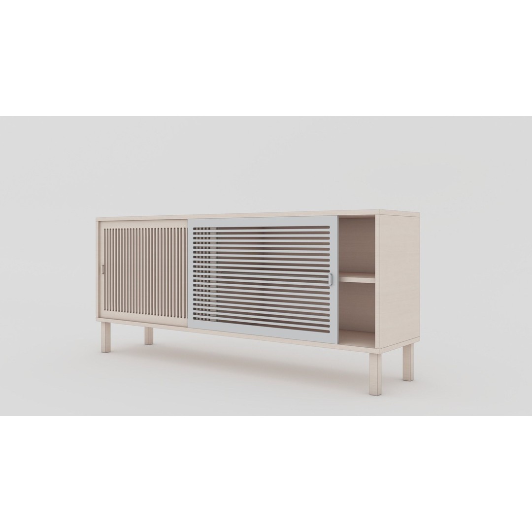 Wooden Sideboard 3D Model – Modern Low-Poly Interior Furniture, FBX - View 7