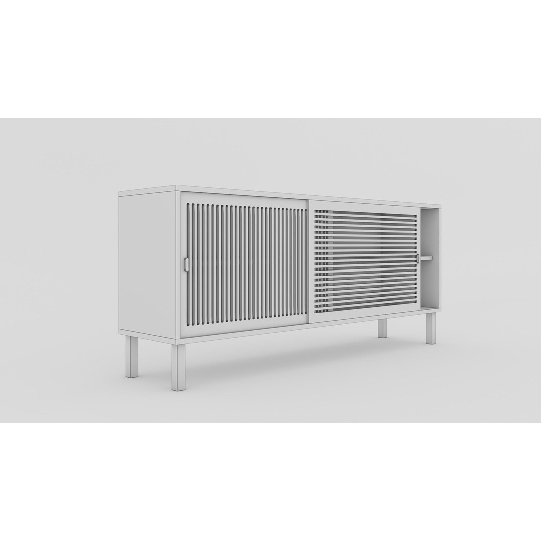 Wooden Sideboard 3D Model – Modern Low-Poly Interior Furniture, FBX - View 9