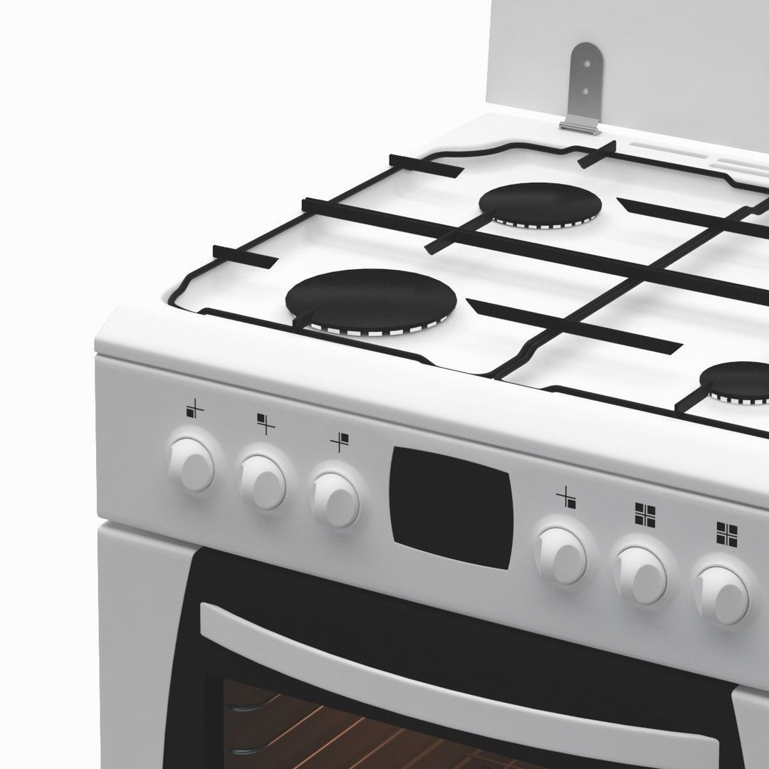 Cooker 02 3D Model – Kitchen Stove with Shaders, FBX, OBJ, 3DS - View 3