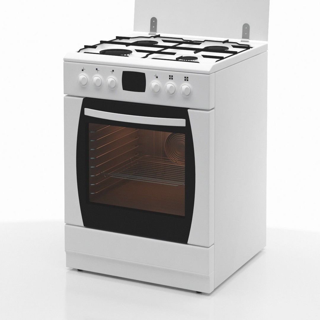 Cooker 02 3D Model – Kitchen Stove with Shaders, FBX, OBJ, 3DS - View 4