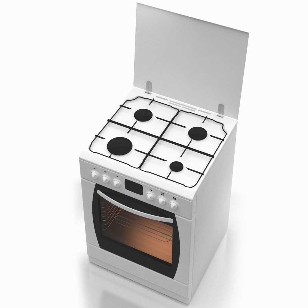 Cooker 02 3D Model – Kitchen Stove with Shaders, FBX, OBJ, 3DS - View 5