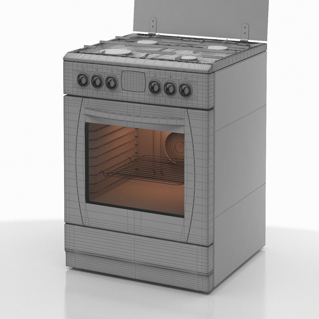 Cooker 02 3D Model – Kitchen Stove with Shaders, FBX, OBJ, 3DS - View 6
