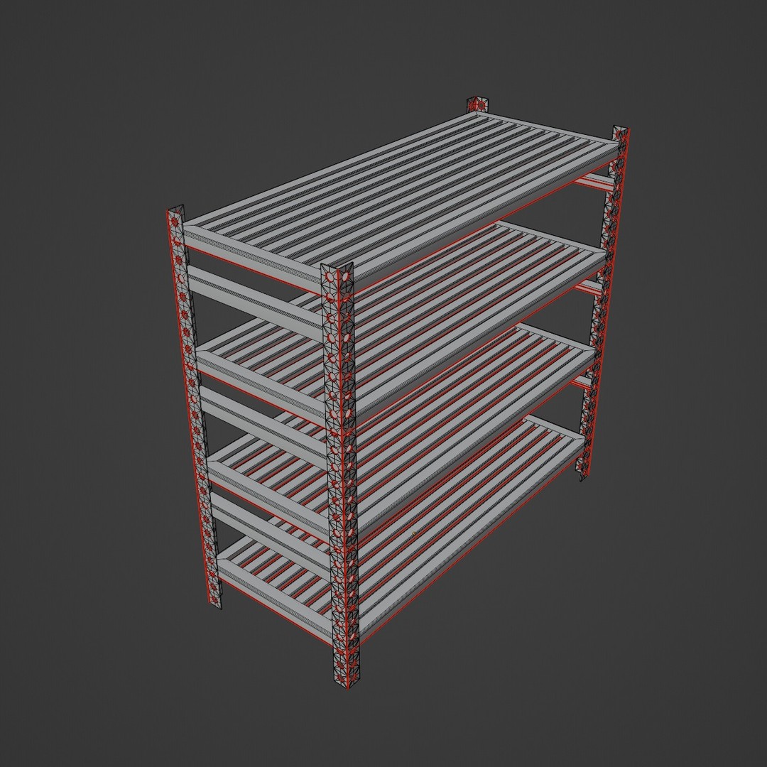 Metal Shelf B 02 3D Model – Mid Poly Industrial Storage Rack, FBX