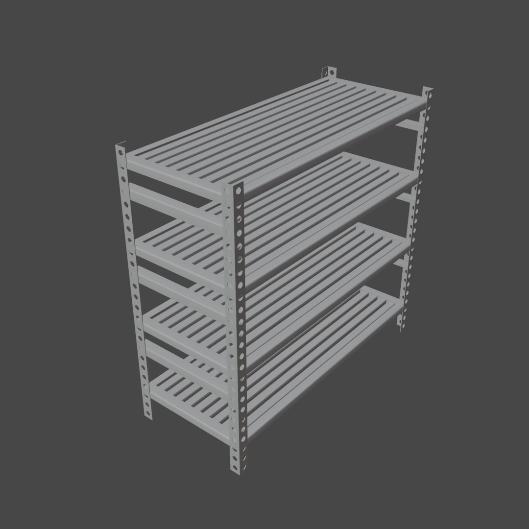 Metal Shelf B 02 3D Model – Mid Poly Industrial Storage Rack, FBX - View 10