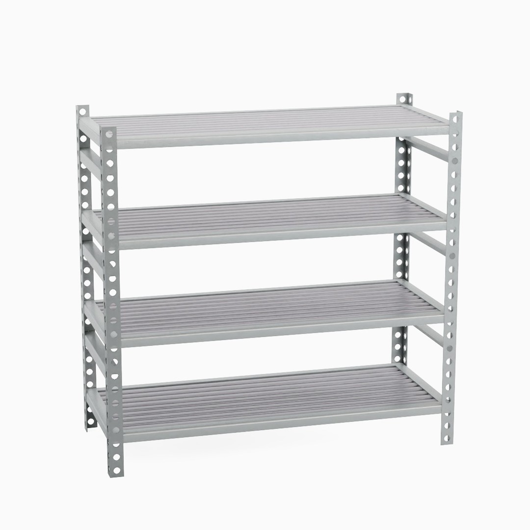 Metal Shelf B 02 3D Model – Mid Poly Industrial Storage Rack, FBX - View 3