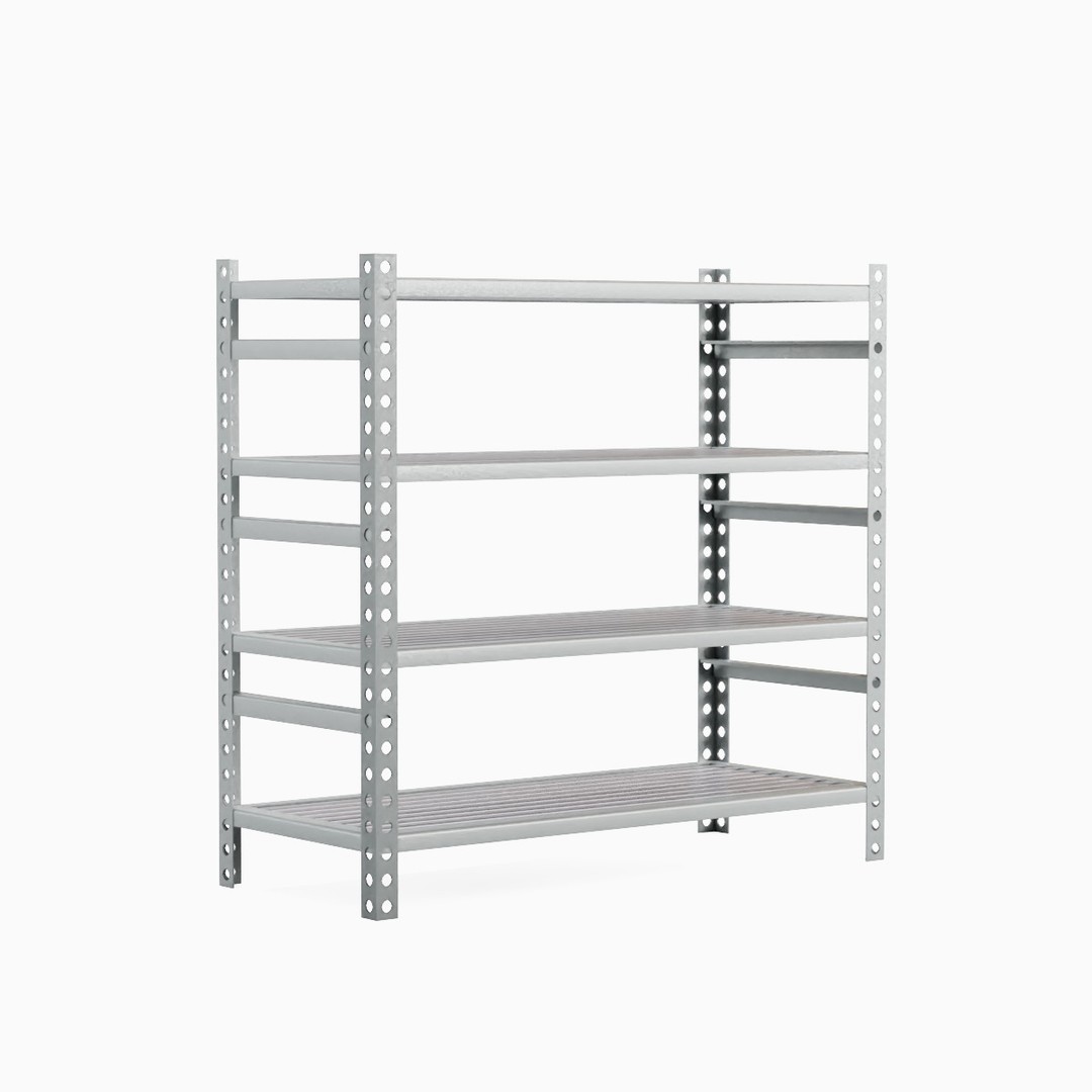 Metal Shelf B 02 3D Model – Mid Poly Industrial Storage Rack, FBX - View 4