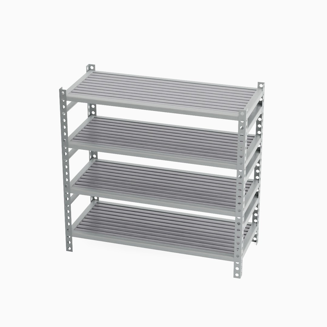 Metal Shelf B 02 3D Model – Mid Poly Industrial Storage Rack, FBX - View 6