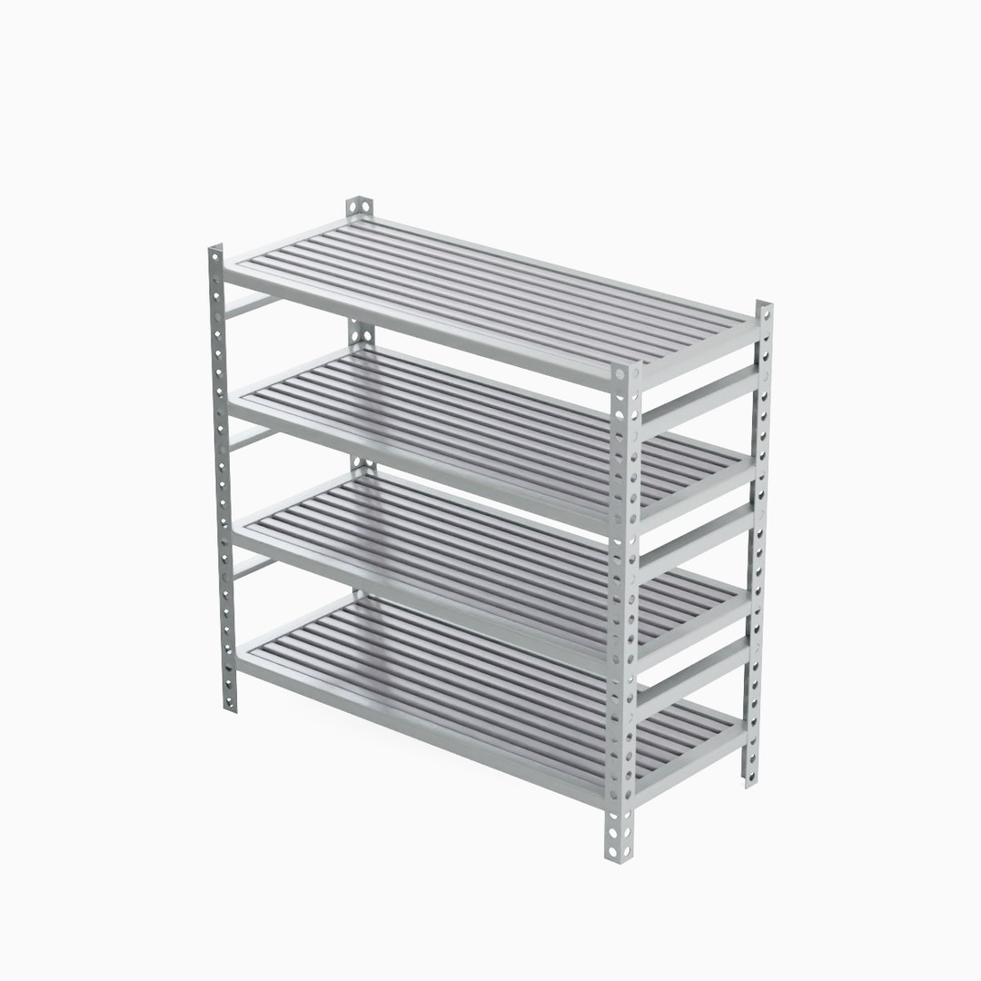 Metal Shelf B 02 3D Model – Mid Poly Industrial Storage Rack, FBX - View 7